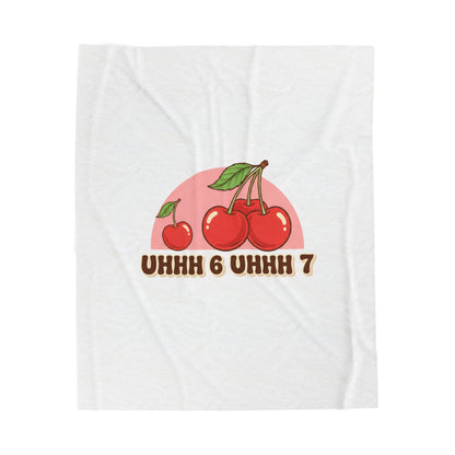 6 7 Cherry Retro Graphic Blanket | Kawaii Fruit Print
