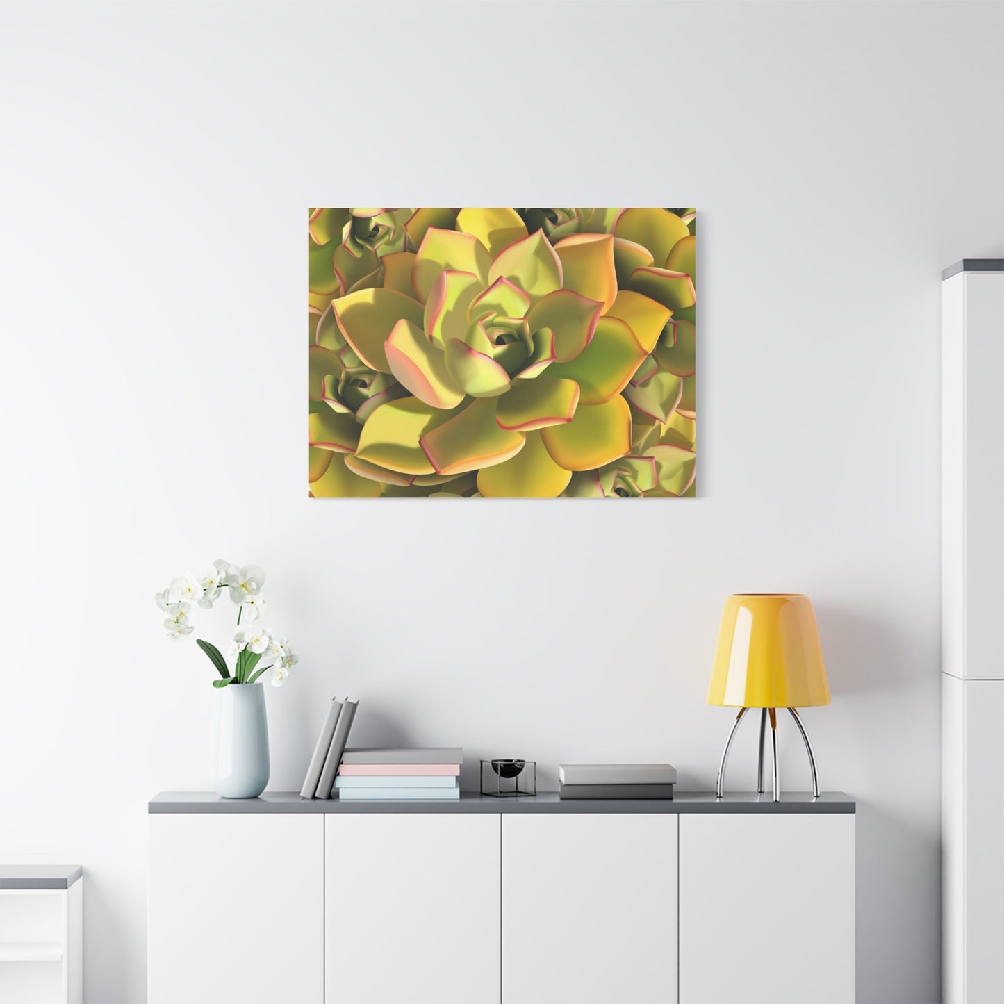 Noble Aeonium Succulent Pattern Canvas Print – Botanical Wall Art