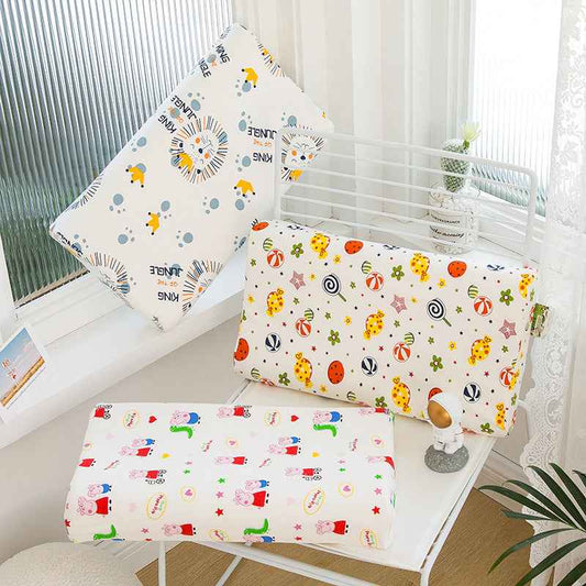 LaTeX Rebound Pillow High And Low Neck Pillow Printed Pure Cotton Children