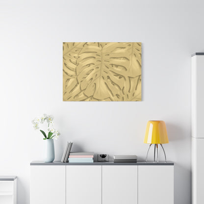 Golden Monstera Canvas Print – Botanical Wall Art