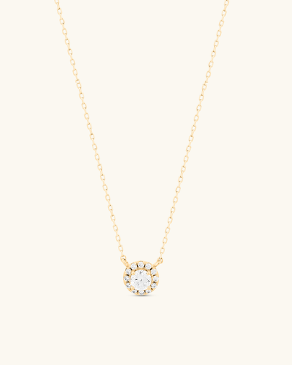 Halo Solitaire Cut Necklace