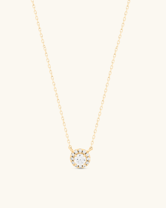 Halo Solitaire Cut Necklace
