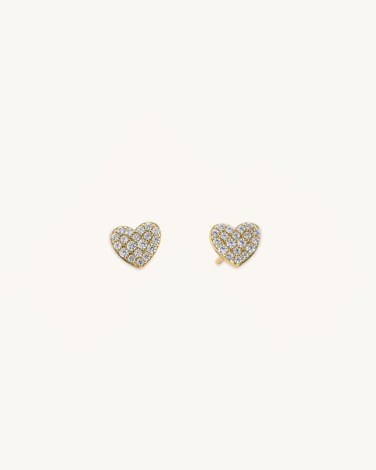 Pave Stone Heart Studs