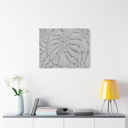 Soft Grey Monstera Canvas Print – Botanical Wall Art