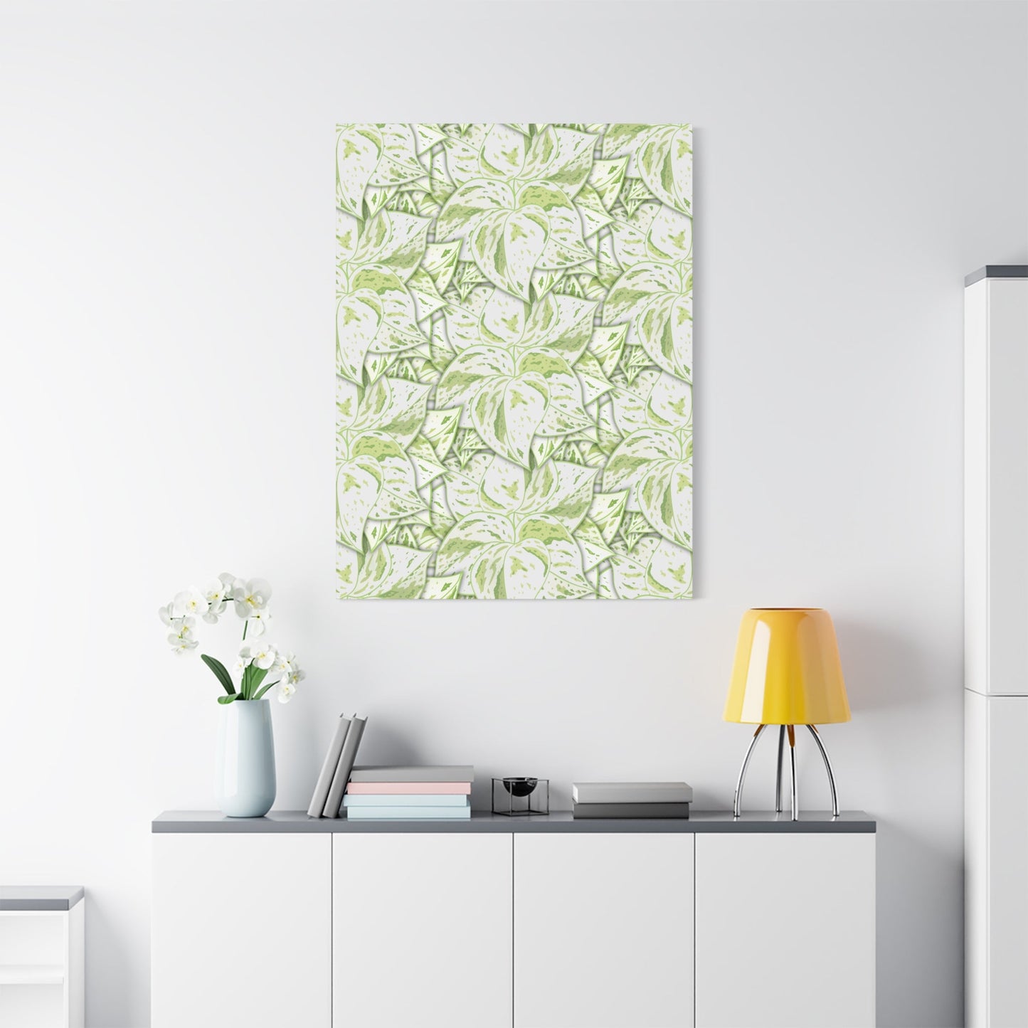 Snow Queen Pothos Pattern Canvas Print – Botanical Wall Art