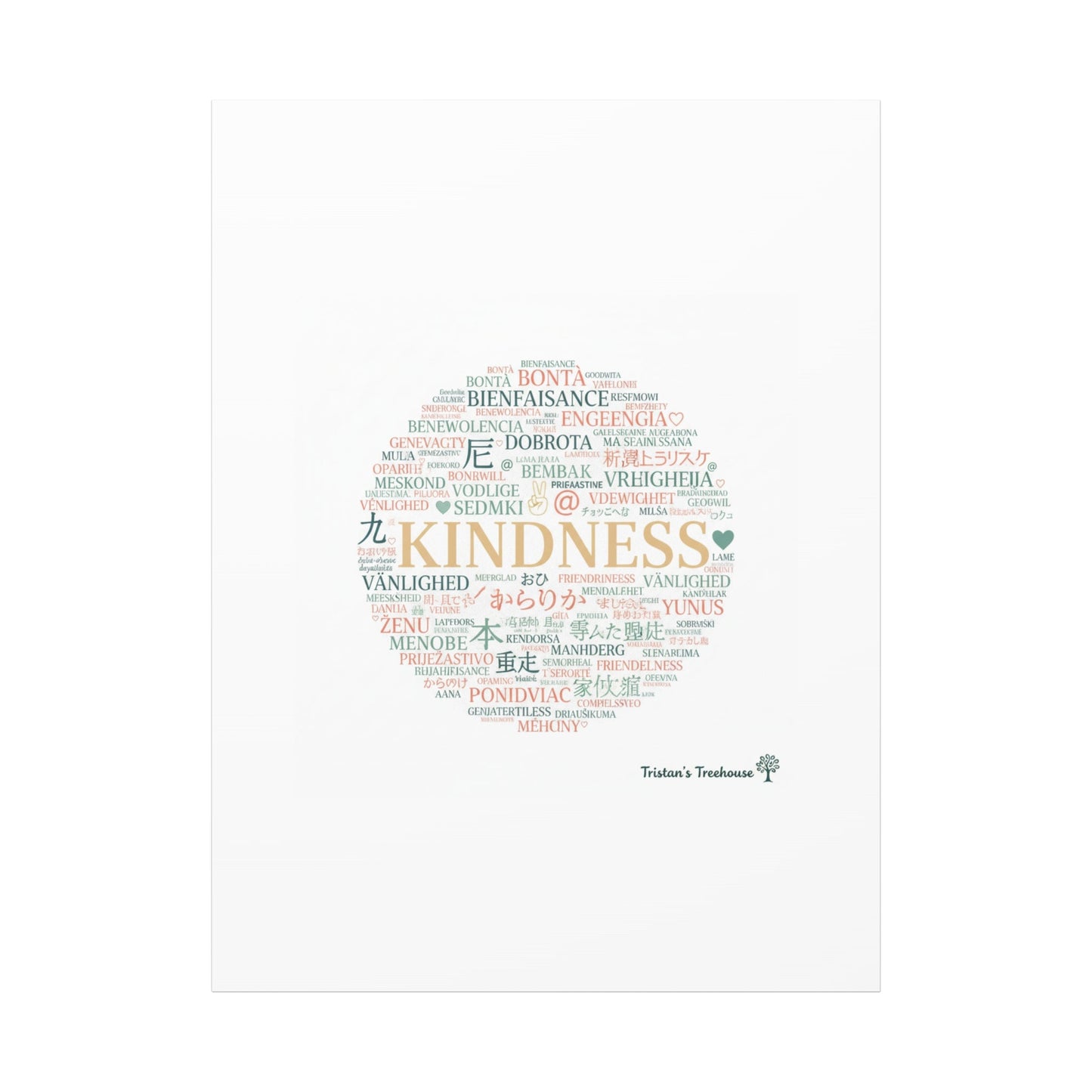 Kindness Word Cloud Canvas | Fresh Start Minimalist Wall Art