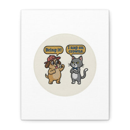 Funny Cat vs Dog Canvas | Pet Rivalry Wall Art