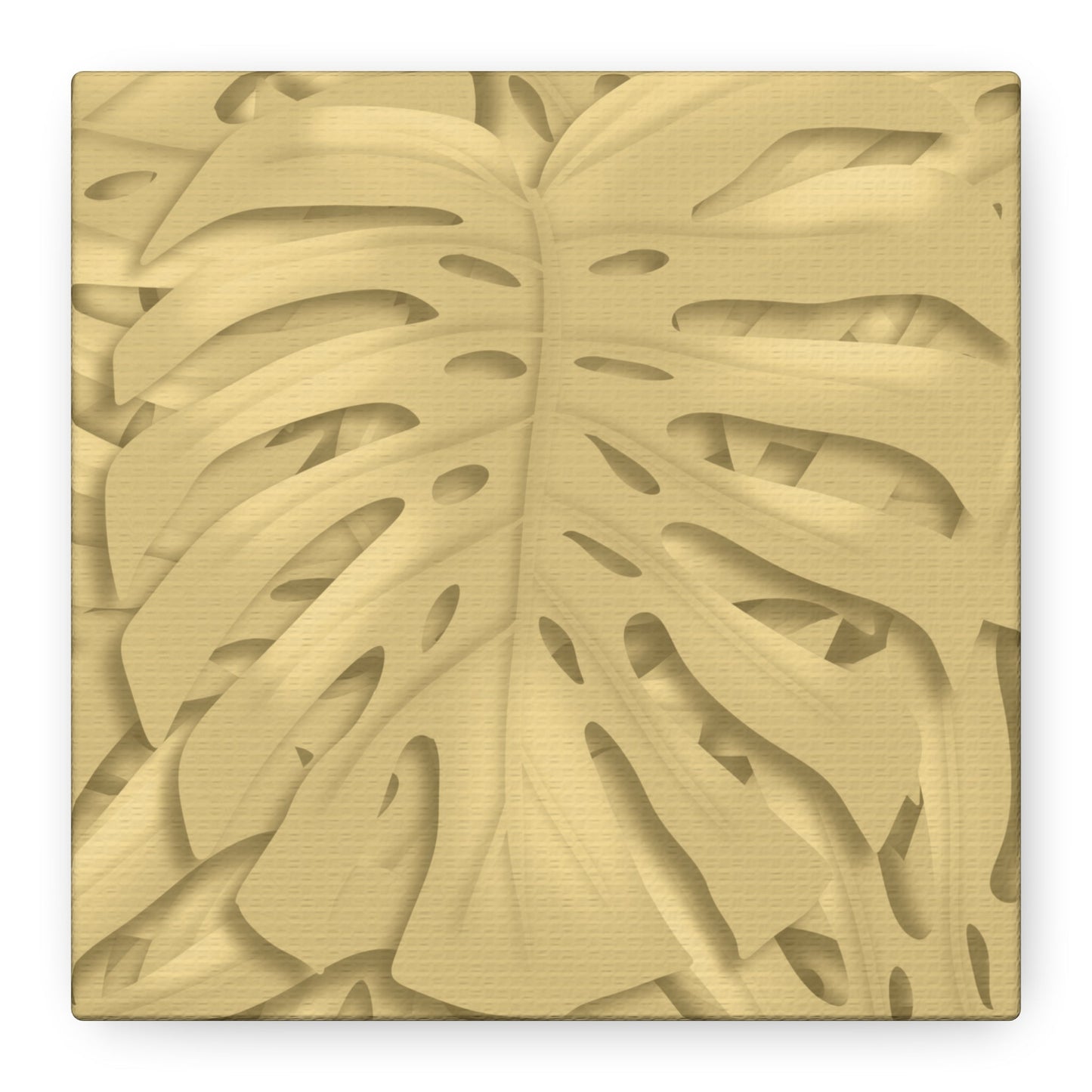 Golden Monstera Canvas Print – Botanical Wall Art