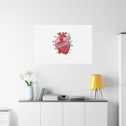 Love Yourself First Canvas, Hearts-with-a-Twist, Anti-Valentine Art