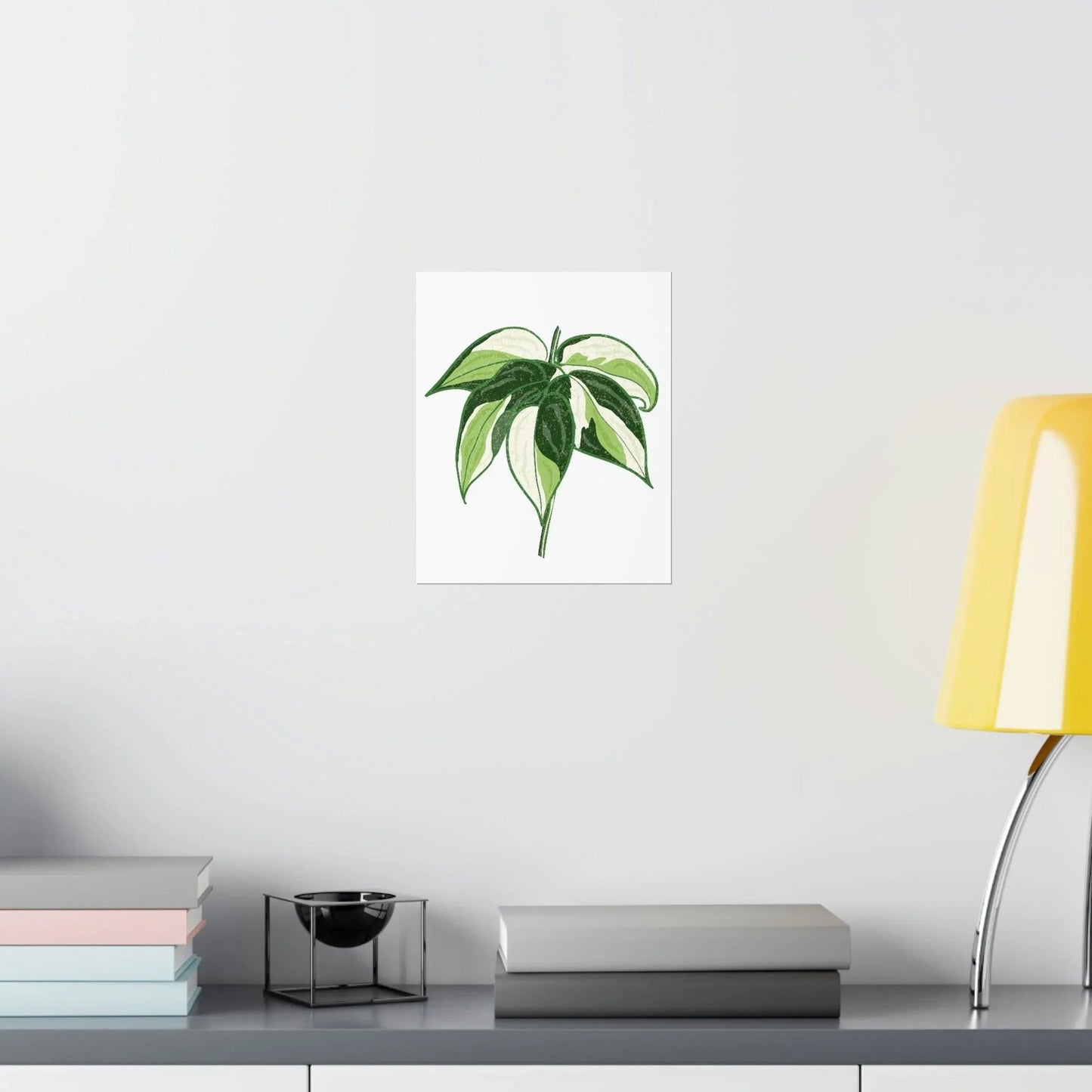 Philodendron Cream Splash Botanical Print – Unframed Wall Art
