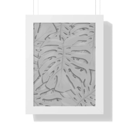 Soft Grey Monstera Framed Print – Botanical Wall Art