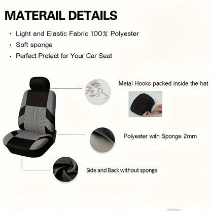 Tire Track Seat Covers Breathable Universal Set of 5