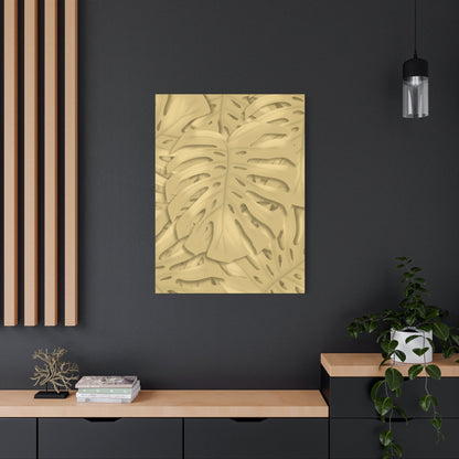 Golden Monstera Canvas Print – Botanical Wall Art