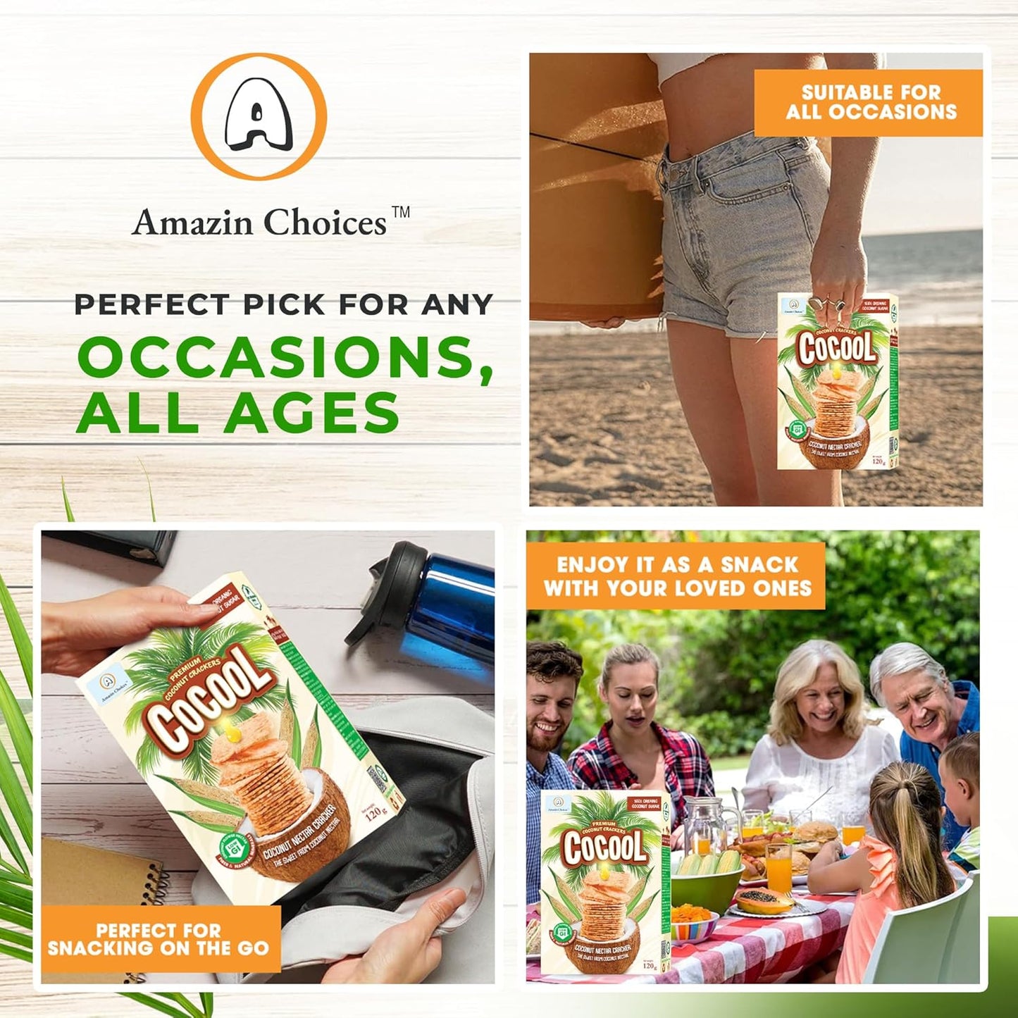 Amazin Choices Premium Coconut Crackers, 4.2 oz.