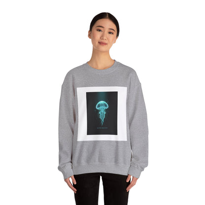 Bioluminescent Jellyfish Crewneck Sweatshirt | neon jelly print, deep-sea aesthetic
