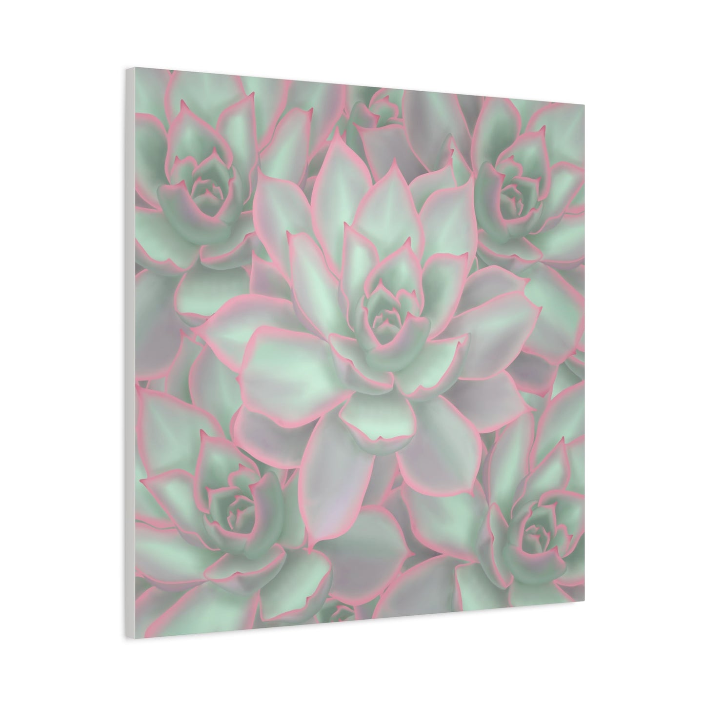 Echeveria Violet Queen Succulent Pattern Canvas Print – Botanical Wall Art
