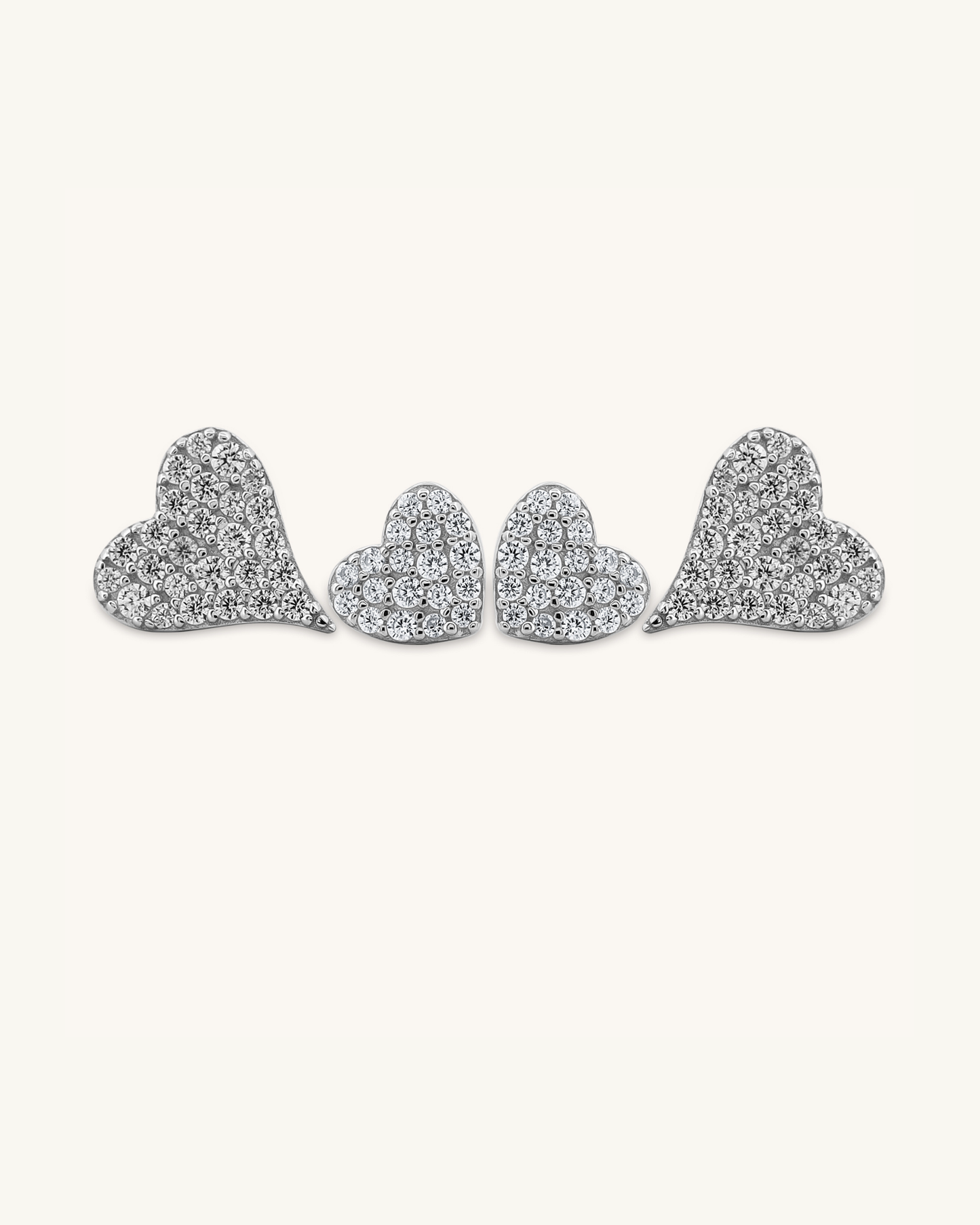 Pave Stone Heart Studs