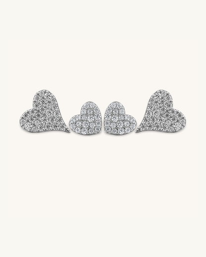 Pave Stone Heart Studs