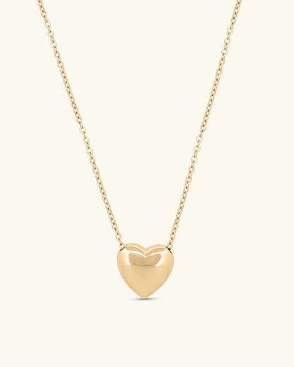 14K Gold Small Puffed Up Heart Necklace