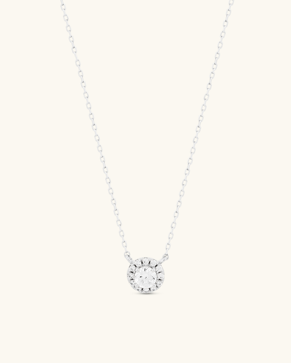 Halo Solitaire Cut Necklace
