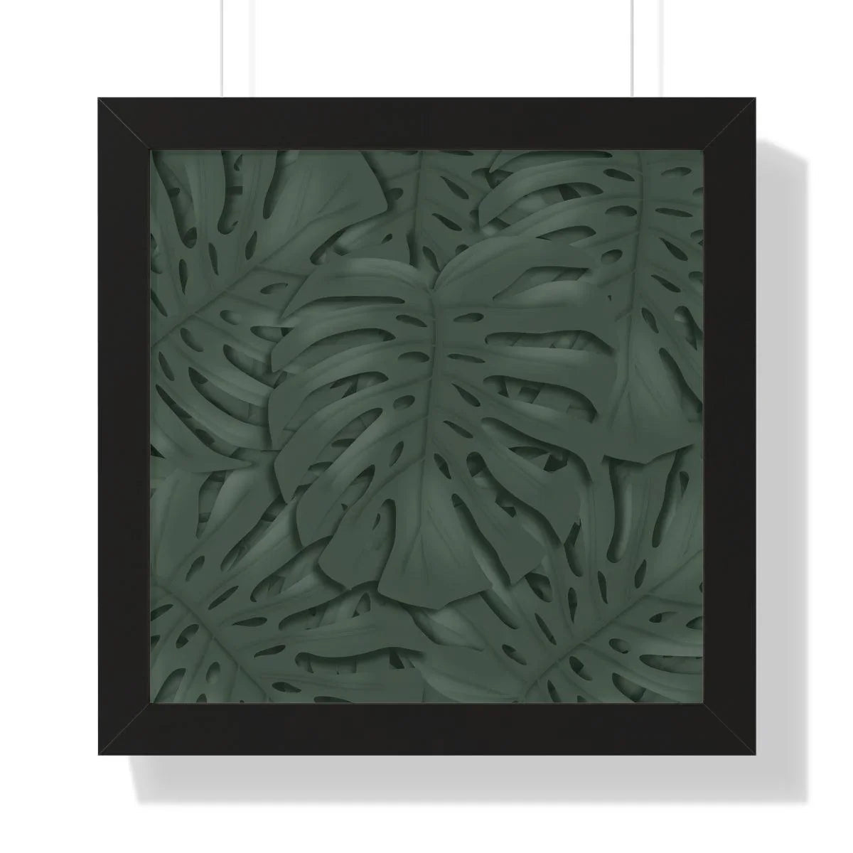 Deep Green Monstera Framed Print – Botanical Wall Art