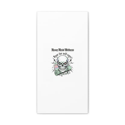 Roar for Self-Care Skull Canvas | heavy metal wellness, gothic wellness quote
