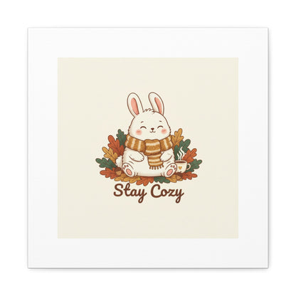 Cozy Bunny Illustration Canvas | Cute Critter Winter Forest Art