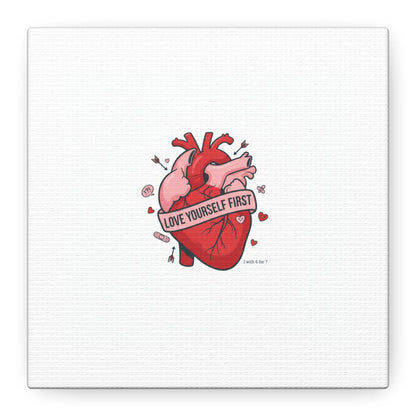 Love Yourself First Canvas, Hearts-with-a-Twist, Anti-Valentine Art