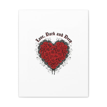 Love Dark and Deep Heart Canvas, Nu Romantic Gothic Romance, 80s Nostalgia
