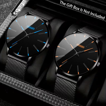 2pcs/set, Men Watch Sets, Fashion Watches for Men Classic Quartz Mens Watches, Sporty Elegant Design, Formal & Casual Attire, Ideal Choice for Christmas Present Father's Day Gift, Reloj Para Hombre.