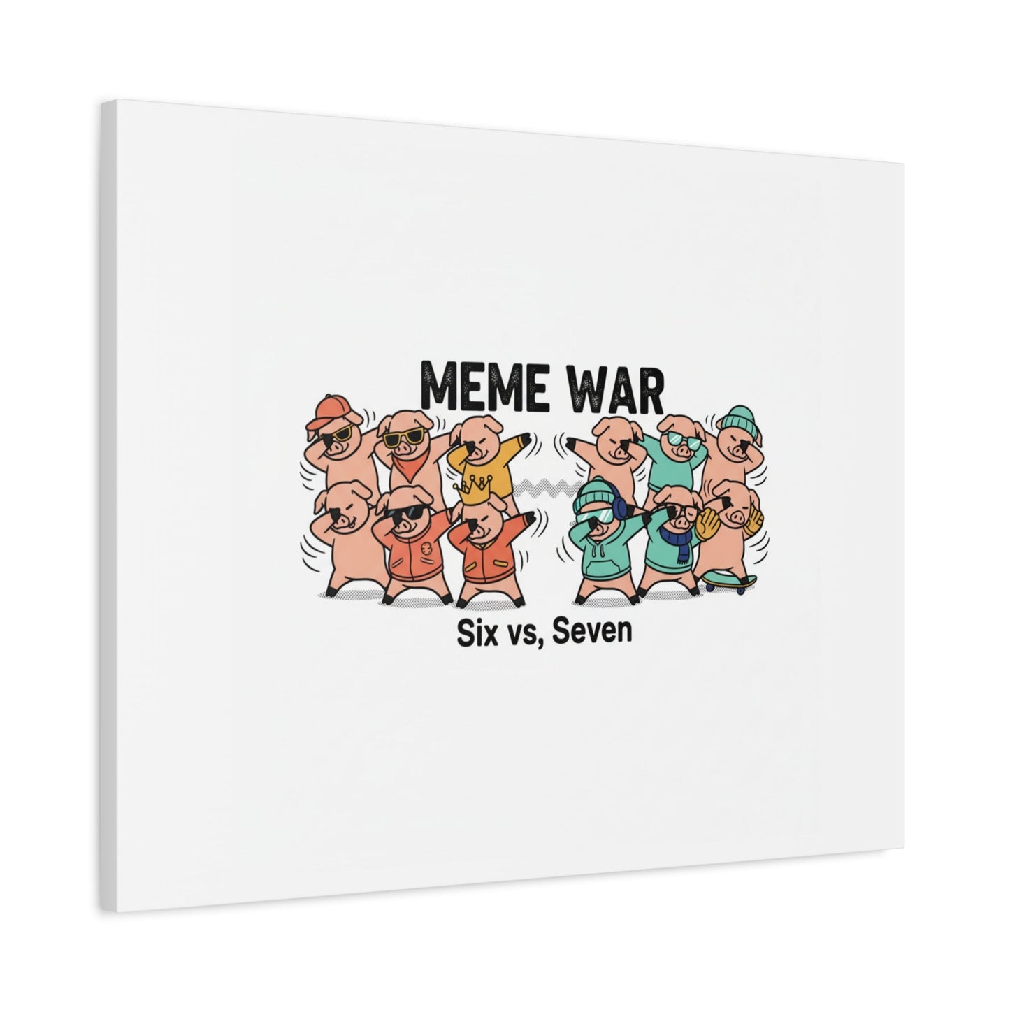 Meme War: Six vs. Seven Canvas Wall Art
