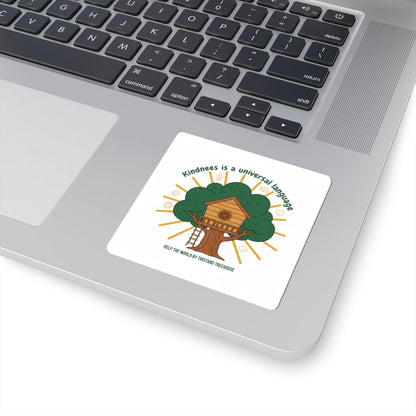 Kindness Is a Universal Language Sticker | Eco Humor, Treehouse Illustration