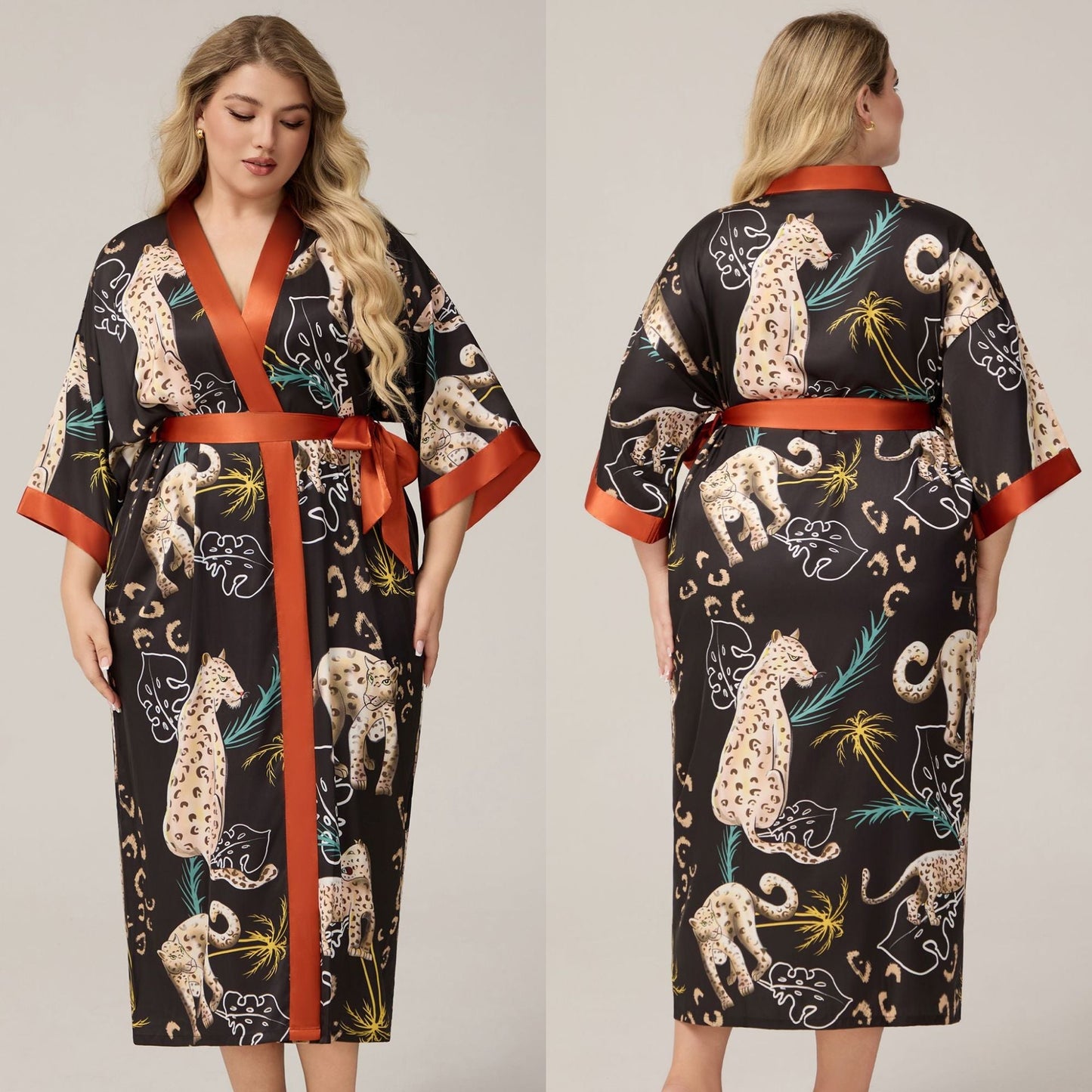Womens Luxe Satin Robe - Lightweight Imitation Silk Loungewear & Sleepwear