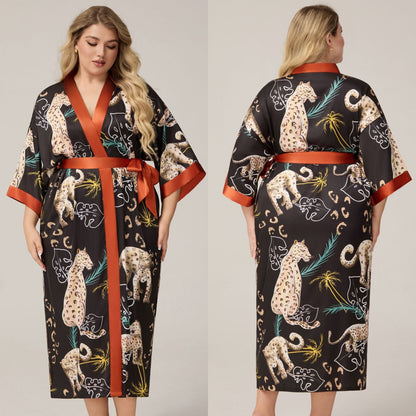 Womens Luxe Satin Robe - Lightweight Imitation Silk Loungewear & Sleepwear