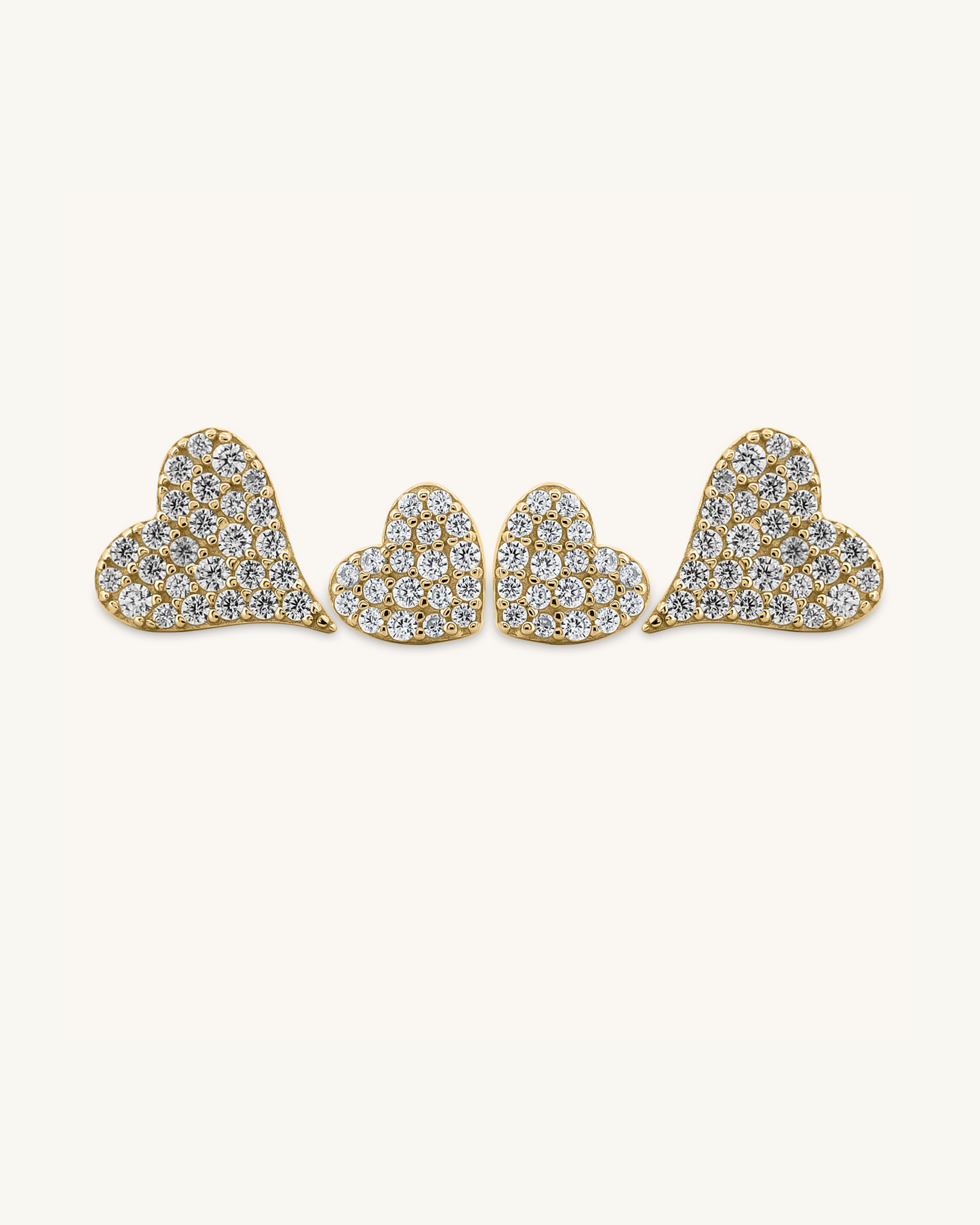 Pave Stone Heart Studs
