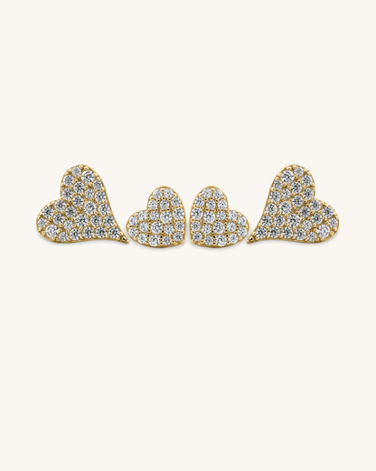Pave Stone Heart Studs