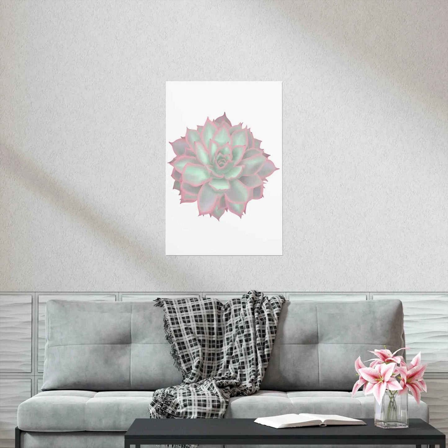Echeveria Violet Queen Succulent Botanical Print – Unframed Wall Art