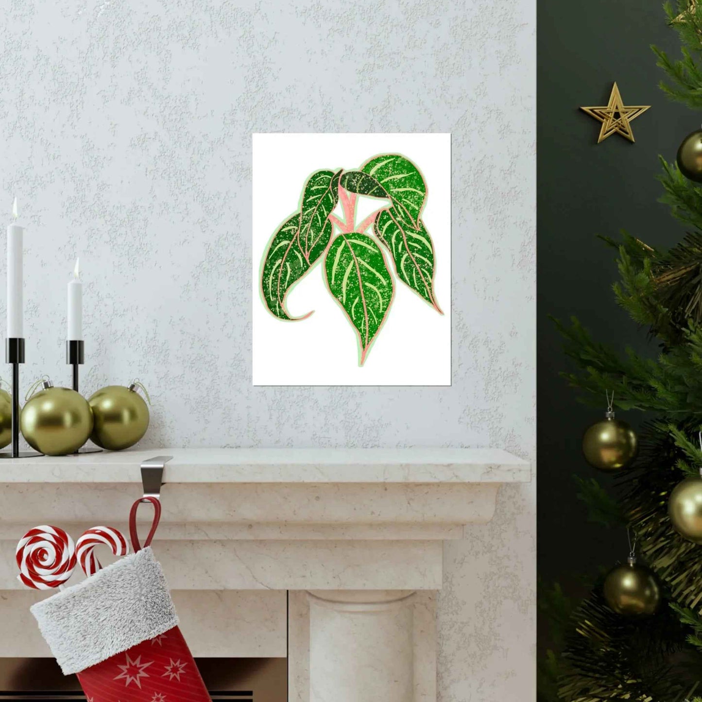 Aglaonema Sparkling Sarah Botanical Print – Unframed Wall Art