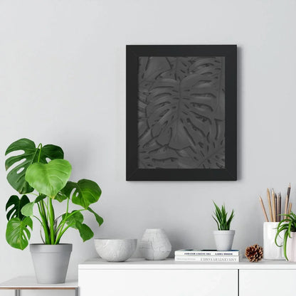Charcoal Monstera Framed Print – Botanical Wall Art