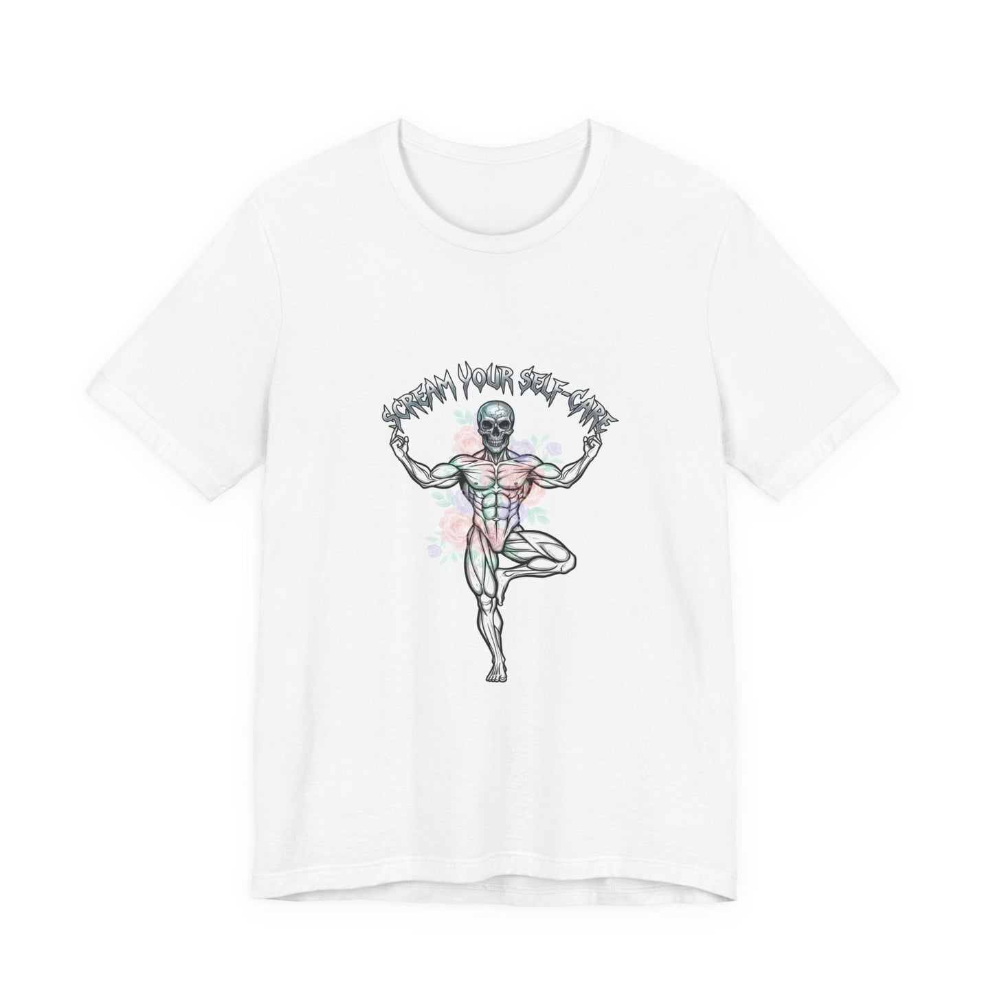 Hard Rock Motivational Skull Yoga Tee | metal font shirt, gothic wellness quote