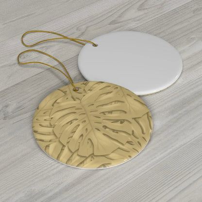 Golden Monstera Ceramic Ornament