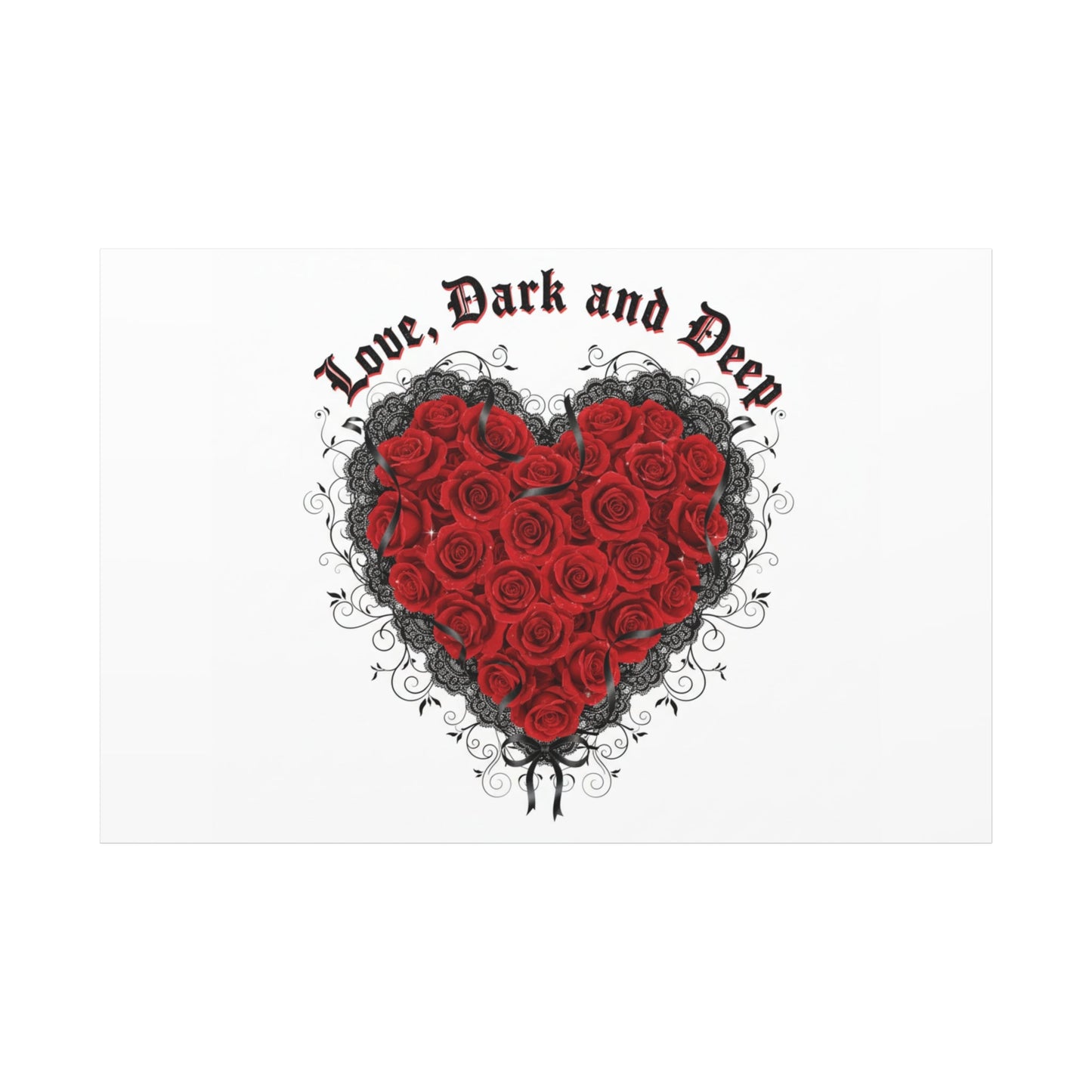 Love Dark and Deep Heart Canvas, Nu Romantic Gothic Romance, 80s Nostalgia