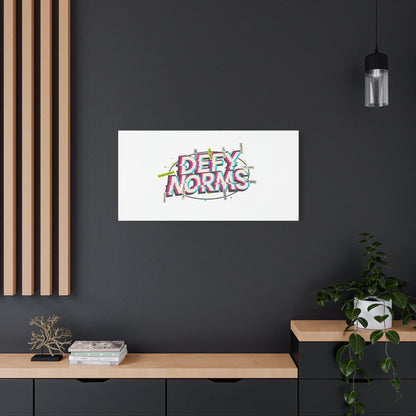 Defy Norms Canvas, Anti-Aesthetic Glitch Typography, Brutalist Poster Style