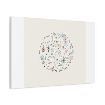 Doodle Circle Line Drawing Matte Canvas, Hand-Drawn Sketch Art