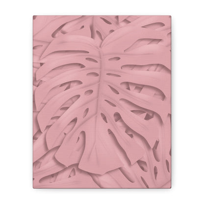 Soft Pink Monstera Canvas Print – Botanical Wall Art