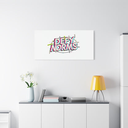 Defy Norms Canvas, Anti-Aesthetic Glitch Typography, Brutalist Poster Style