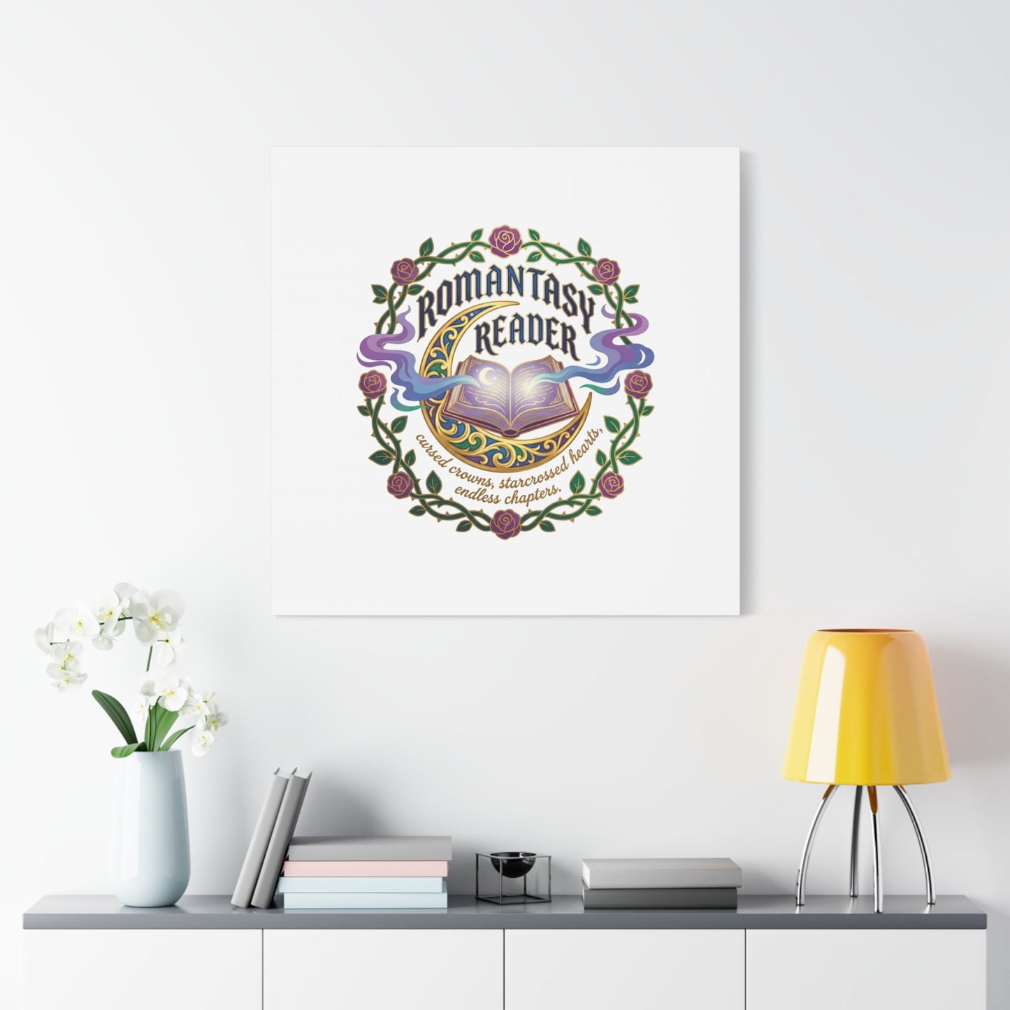 Romantasy Reader Canvas Print | enchanted bookish celestial gothic