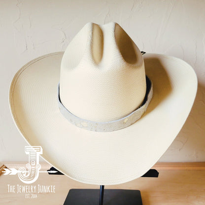 **Silver Metallic Leather Hat Band Only 984a
