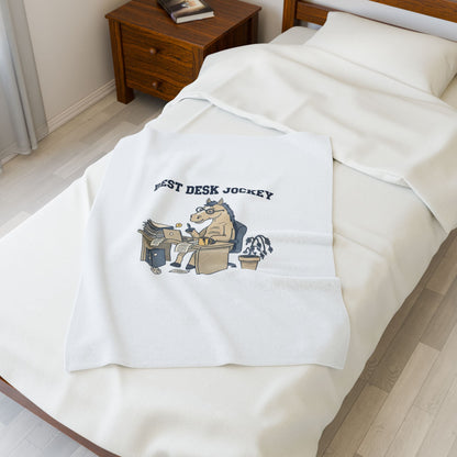 Best Desk Jockey Velveteen Blanket | Workhorse Office Humor, Collegiate Sketch