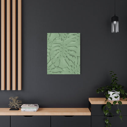 Sage Green Monstera Canvas Print – Botanical Wall Art